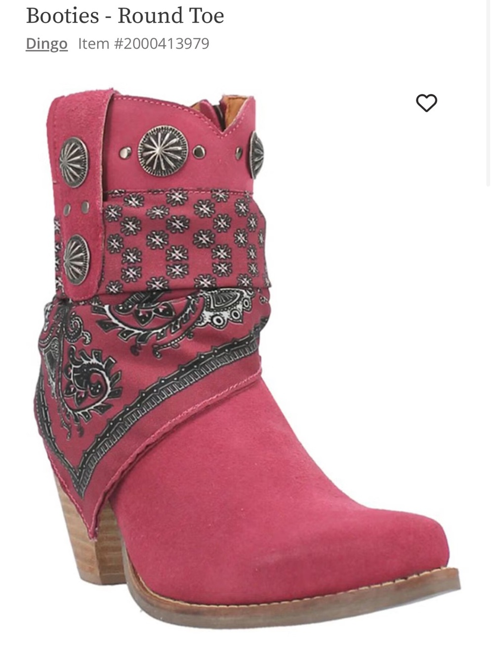 dingo Pink Studded Bandana Suede Ankle Bootie